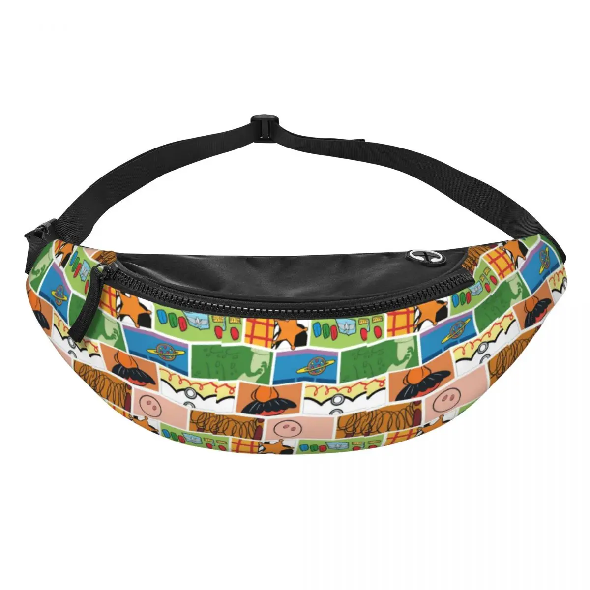 

Custom T-Toy Cartoon S-Story Fanny Pack Women Men Fashion Crossbody Waist Bag for Hiking Phone Money Pouch