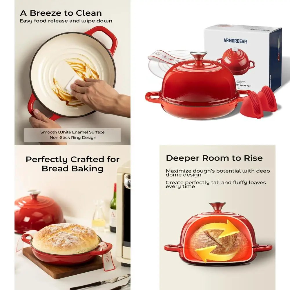 

Enameled Cast Iron Sourdough Bread Pot, 5 Quart, Dome Lid, Perfect for Homemade Baking, Ideal Gift for Bakers