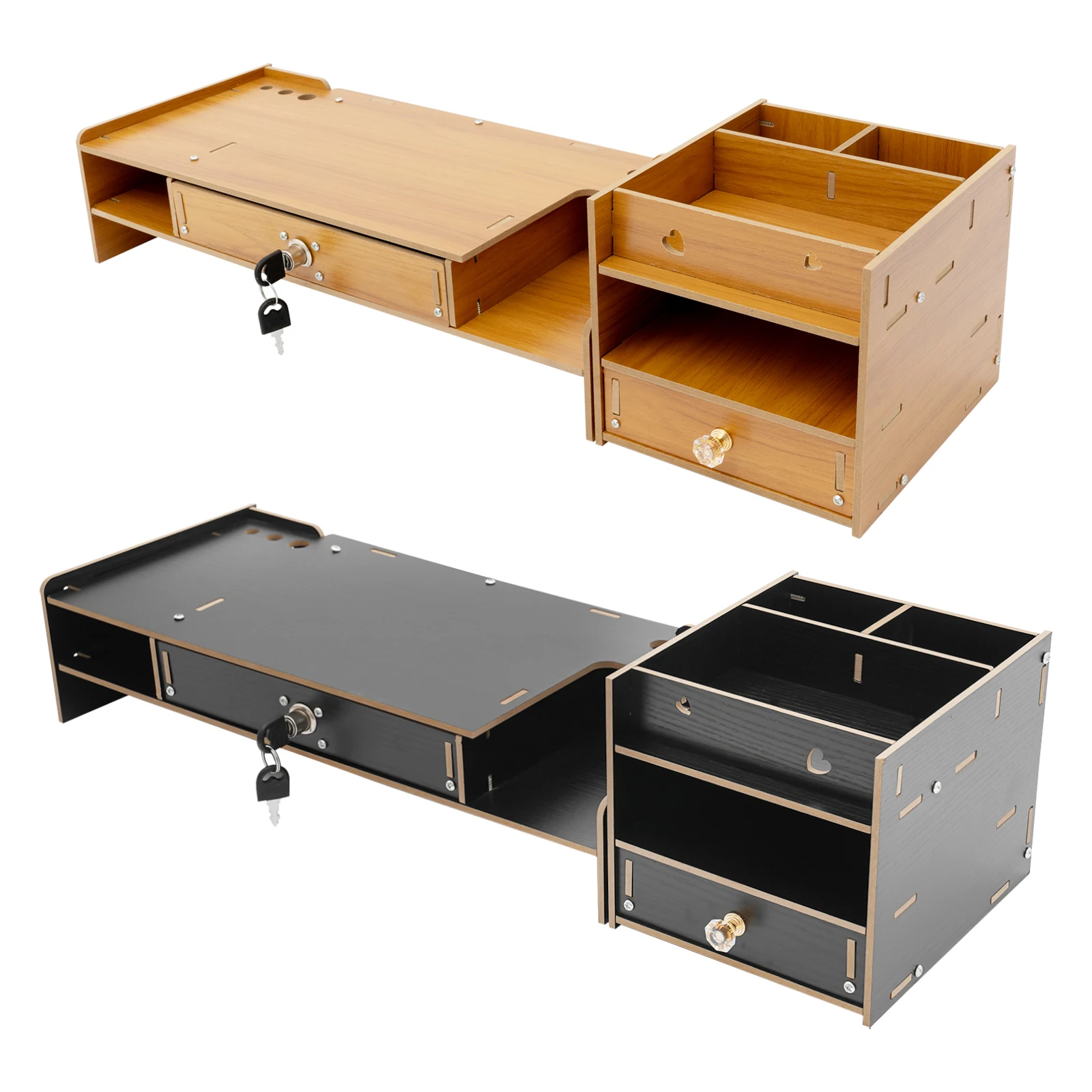 حامل شاشة سطح المكتب، حامل شاشة، حامل معزز لشاشة الكمبيوتر، لون خشب الكرز/أسود #3