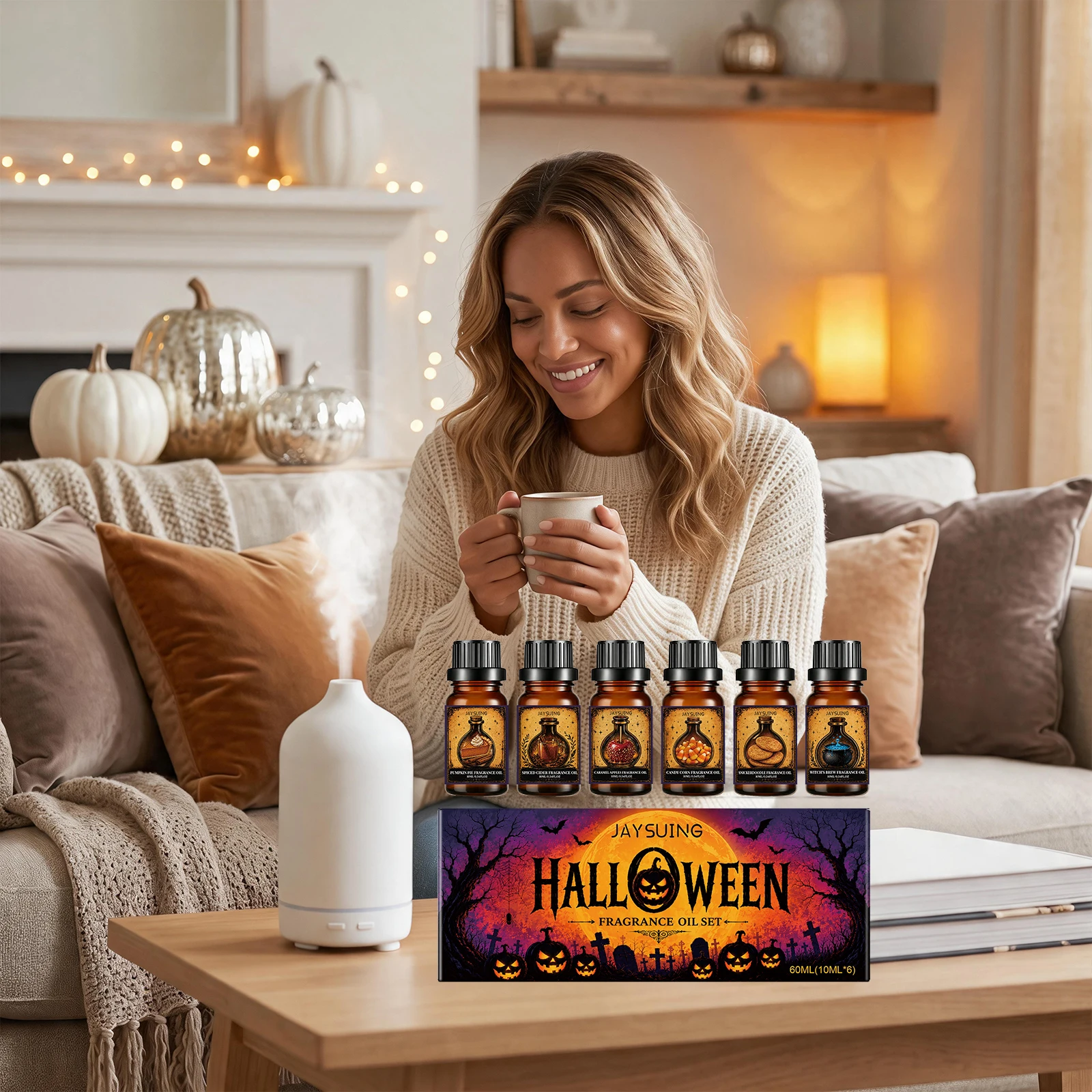 Home Fragrance Aroma Set - Ensemble d'huiles essentielles parfumées pour Halloween,