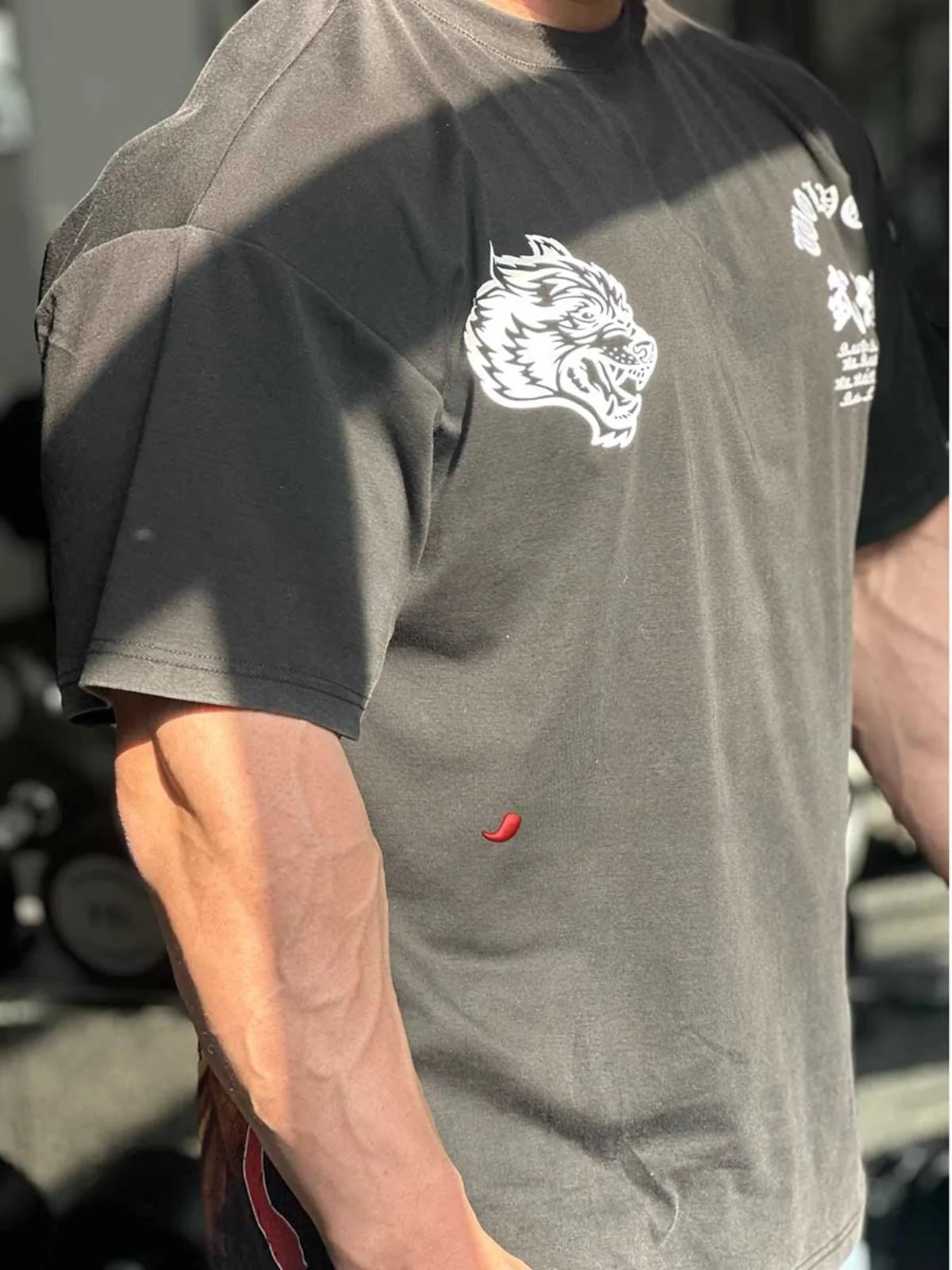 Camiseta holgada con estampado de cabeza de lobo de talla grande 300 Pou para mujer, Top coreano de algodón puro de longitud media