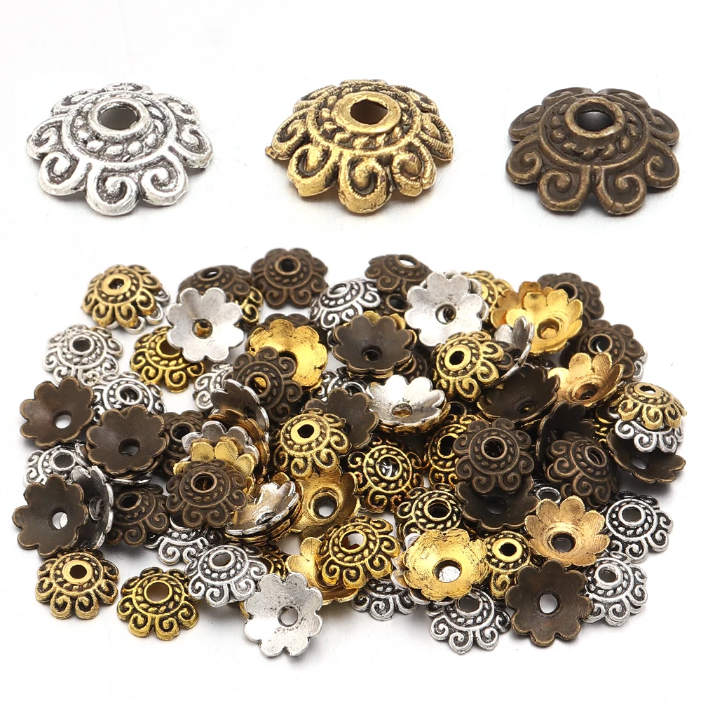 100pcs/lot Vintage Flower Bead End Caps Bead Caps Spacer Beads For Jewelry Making DIY Necklace Bracelet Earrings Accessories image 2