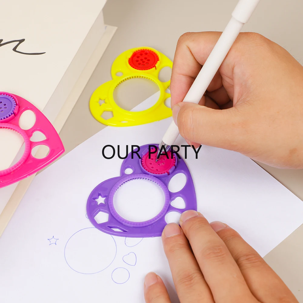 15Pcs Heart Painting Ruler Drawing Template Toy for Kids Birthday Party Favors Back To School Gift Valentine\'s Day Pinata Filler