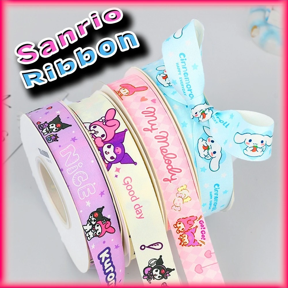 

Kawaii Kuromi Ribbon Sanrio Anime My Melody Pochacco Cinnamoroll Pompompurin Cute Colour Ribbons for Birthday and Gift Decorate