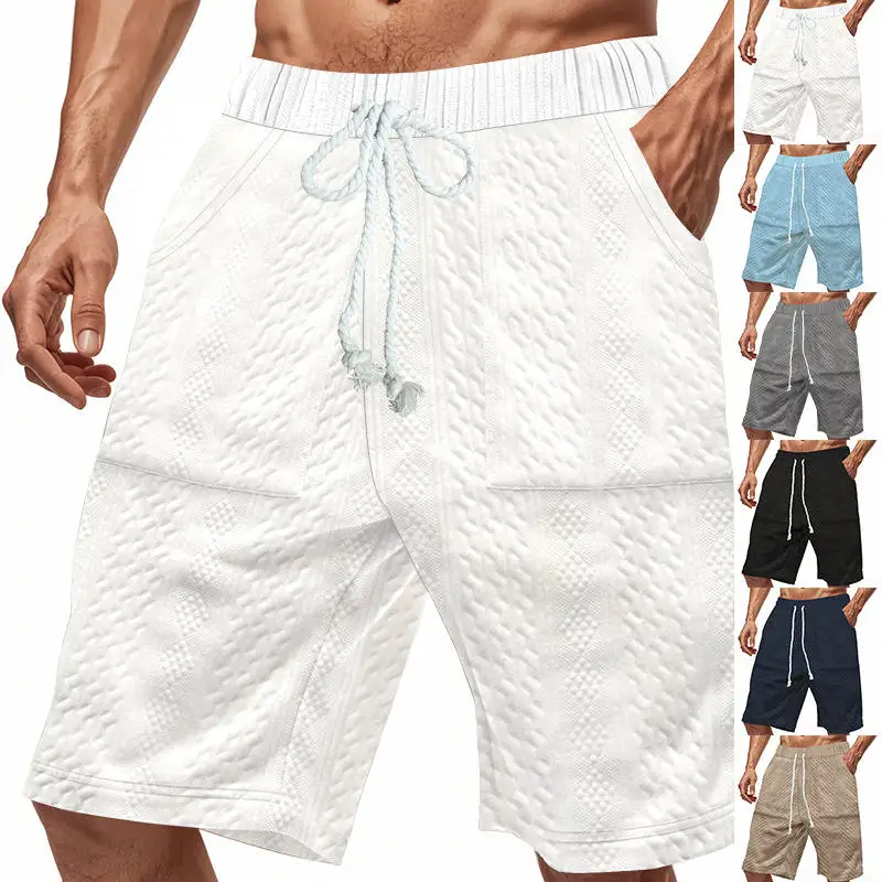 

American Style Summer Hot Sale Men's Heavy Knit Floral Trendy High Street Casual Loose Short Sleeve Shorts Polyester Fiber