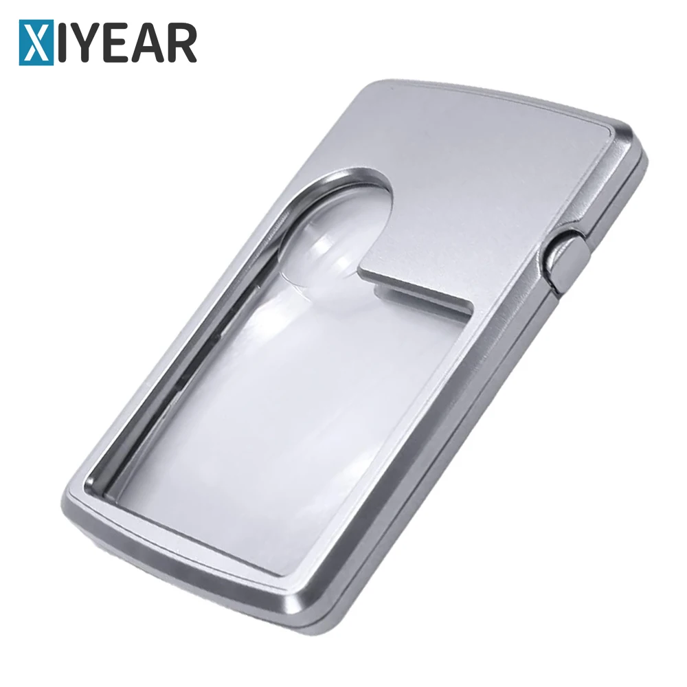 Iluminado Pocket Magnifier Cartão de Crédito Pequeno Mini Leitura Jóias Experiências x x Cartão