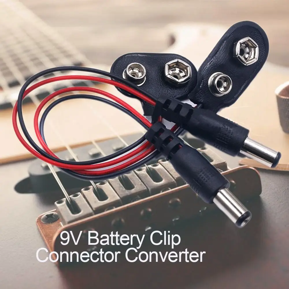 10PCs DC Head 9V Battery Clip Connector Converter Cable Converter Center Negative Power Supply Cable for Guitar Effect Pedal