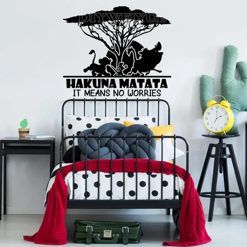 Lion Quotes Wall Decals Lion King Hakuna Matata Means No Worry Vinyl Wall Sticker Animal Kids Room Decor Z897