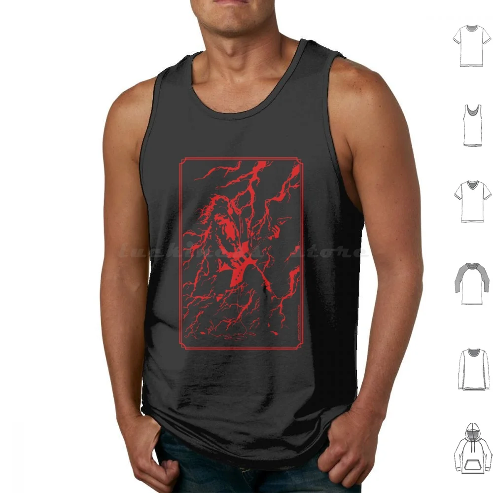 This Is Music ! Red Tank Tops Print Cotton Heavy Metal Metal 80s Metal Warlock Warlock Guitar Eddie Eddie Stranger Eddie