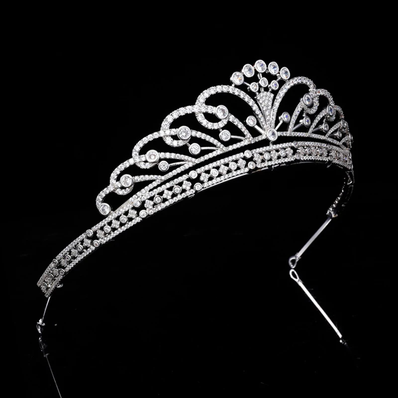 Himstory-Tiara de circonita cúbica de lujo para mujer, diadema nupcial, corona de boda, accesorios para el cabello, Princesa, evento, fiesta, joyería CZ