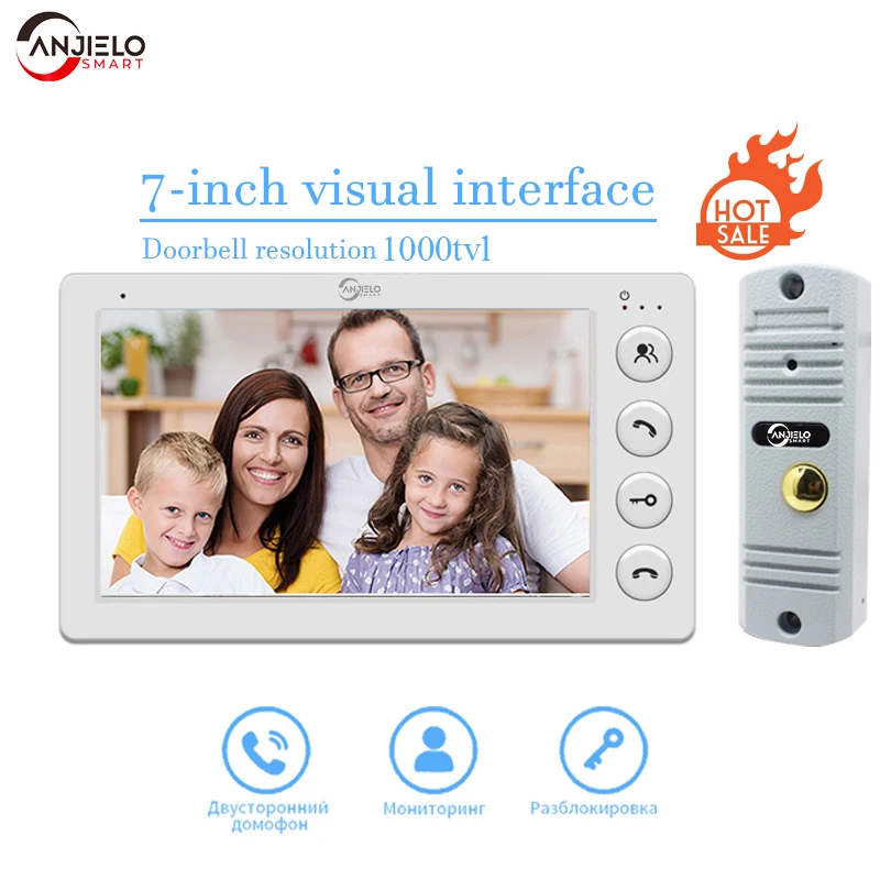 7 Inch Video Intercom System Outdoor Metal Doorbell Waterproof Cold Resistan Video Door Phone for Home Night Vision Lock Unlock