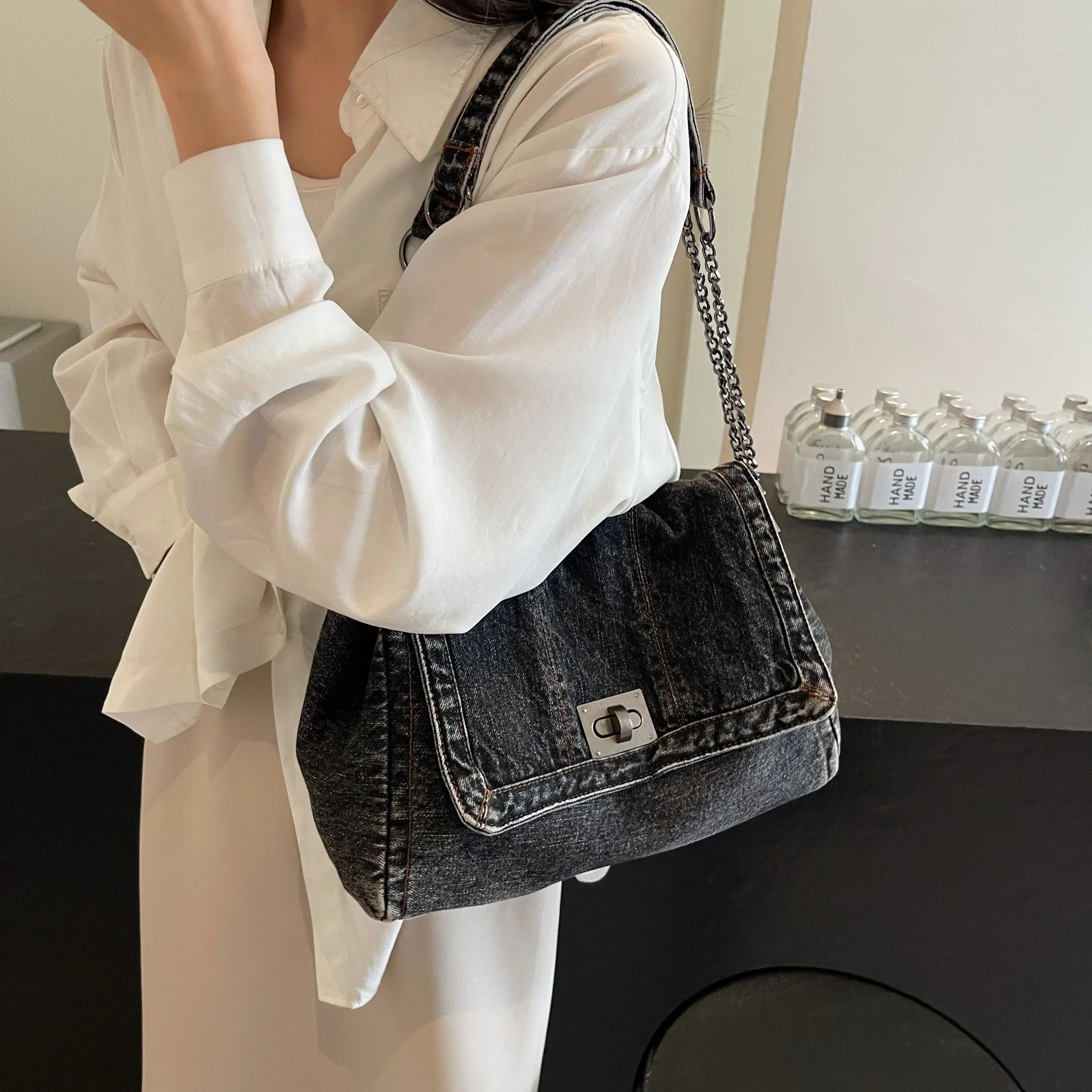 Torba dżinsowa damska 2025 Nowa moda codzienne torby na ramię o dużej pojemności Torba na ramię dojazdy do pracy Torby crossbody dla kobiet bolsa sac — zdjęcie 4