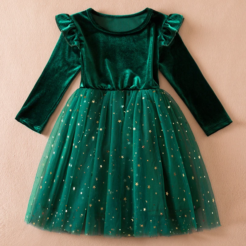 Red Christmas Costume for Kids GIrls Sequin Princess Birthday Dress for Long Sleeves Autumn Winter Dress New Year Party Clothes image 4