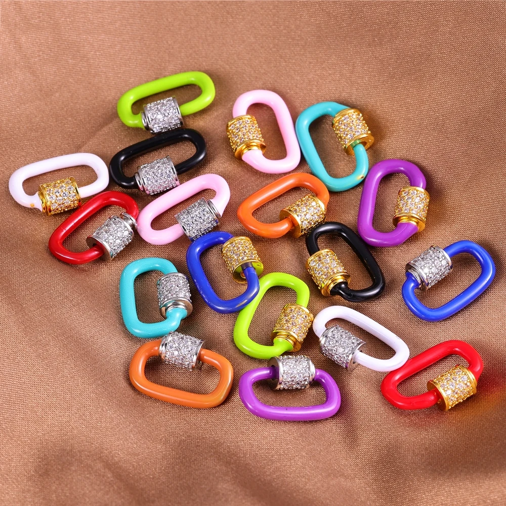 Juya handgefertigte dekorative bunte Emaille-U-förmige Anhängerverschlüsse, Schraubbolzen, Karabinerverschlüsse, Zubehör für die DIY-Schmuckherstellung – Detail 2