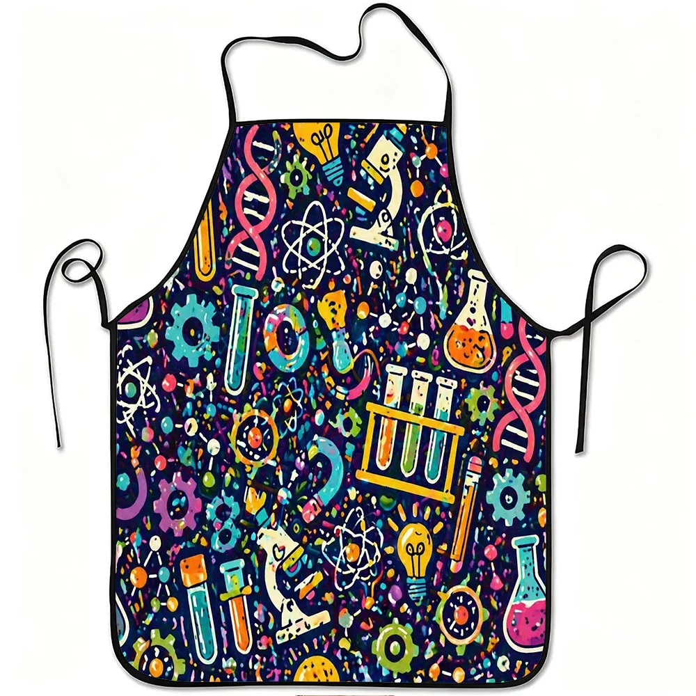 1pc 2D Flat Unisex Lab Apron, Periodic Table Chemistry Elements Design for Science Class, Parties, Cooking & Educational Activit