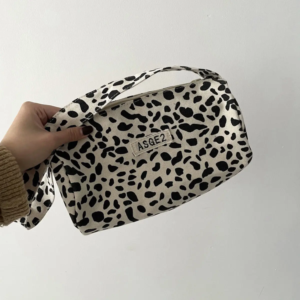 Harajuku Leopard Shoulder Bags Women Student Retro All-match Zipper Soft Canvas Handbags Large Capacity Lazy Ins Underarm Bag