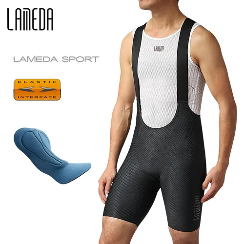 LAMEDA 남자 사이클링 턱받이 반바지 긴 승마 자전거 의류 자전거 반바지 바지 패딩 도로 자전거 반바지 남자 MTB 사이클링 의류