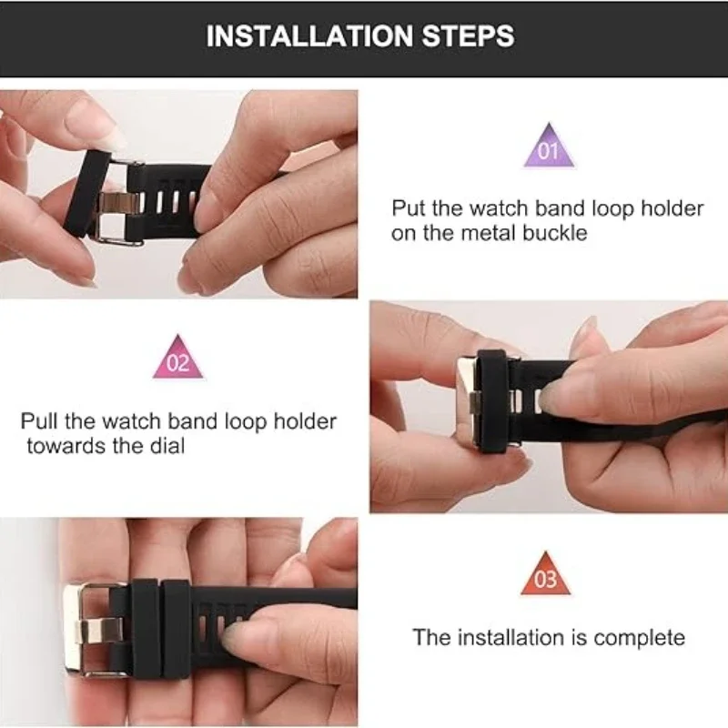 

*Smart Bracelet Watch Bezel & Strap Keeper - 6 PCS Silicone Loop Multi-Size & Adjustable Ring (Rubber) For Garmin。