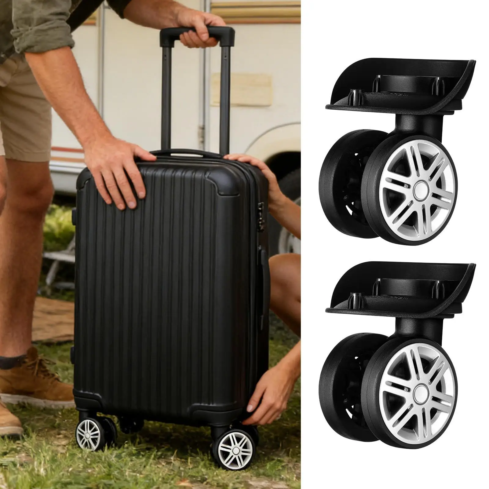 

360 Degree Swivel Spinner Replacement Wheels For Luggage 2PCS Universal Replacement Luggage Wheels For Duffle Travel Bag