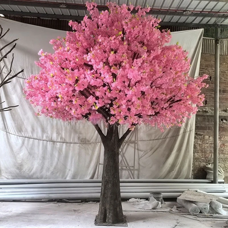 

Large artificial tree pink cherry tree with leaves indoor and outdoor wedding mall decoration can be customized