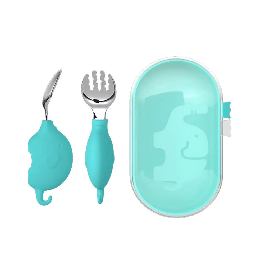 

Baby Spoon Fork Kit Children Short H Spork Infants Eating Tableware Training Cutlery Toddler Spoons Stainless Steel Silica