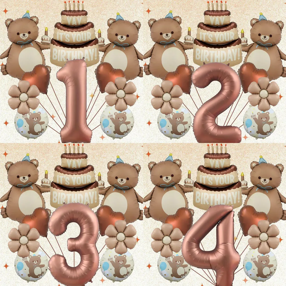 Brown Bear Cake 40-Zoll-Digital-Ballon-Set, geeignet für Geburtstage, Zeremonien, Jubiläen und Hochzeiten