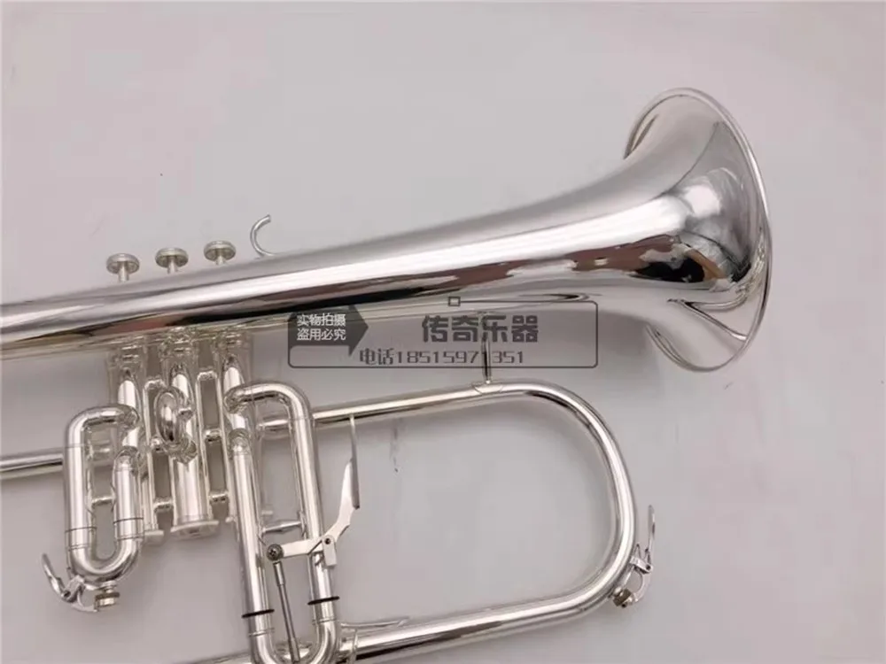 Flugelhorn B flat professional Silver-plated Trumpet musical instruments Brass Trompete horn Free shipping