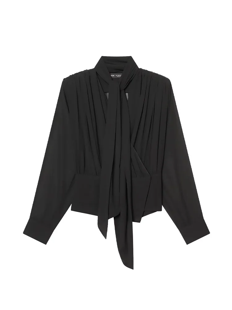 

HH модные летние женские топы на талии со шнуровкой и узлом, женские универсальные однотонные футболки с длинными рукавами и складками для поездок на работу