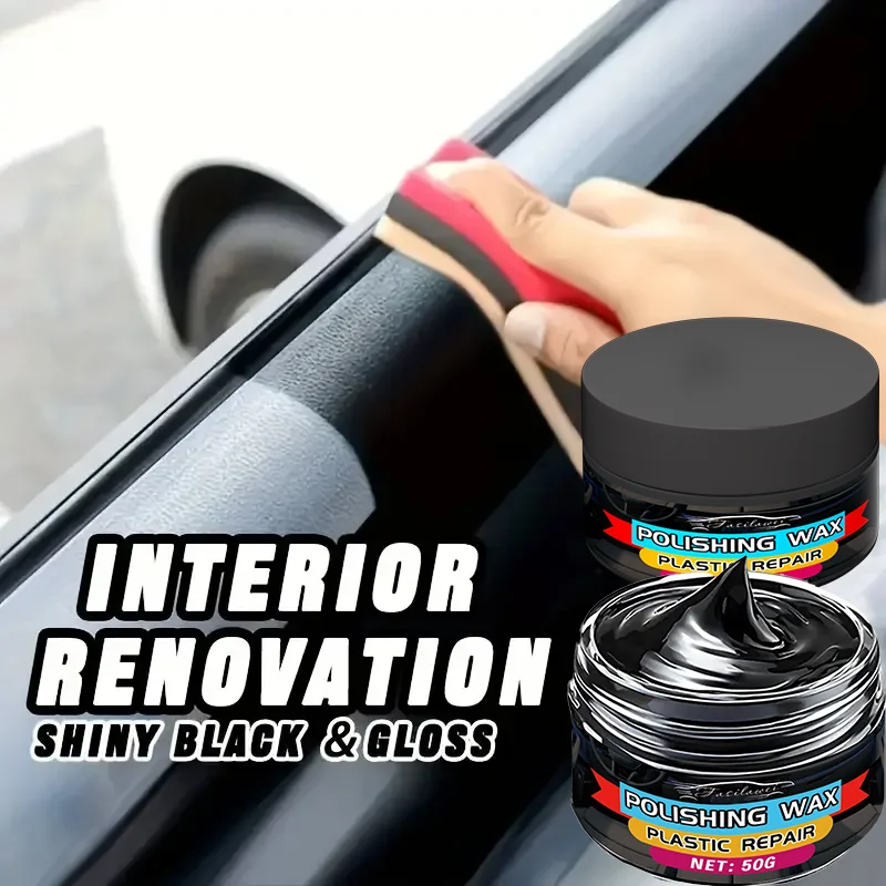 

Universal Car Interior Plastic Part Polish Paste - Scratch Repair & Shine Enhancer, Tire Black Gloss Wax, Long-Lasting Brigh