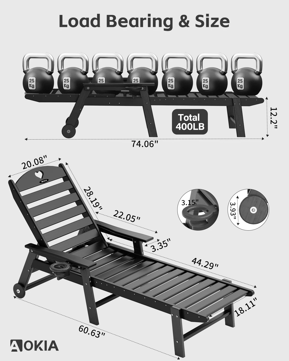 Chaise Lounge Stoelen Buiten Plastic Ligstoelen Met Wielen & Bekerhouder Hdpe Outdoor Chaise Voor Patio Zwembad Tuinmeubilair