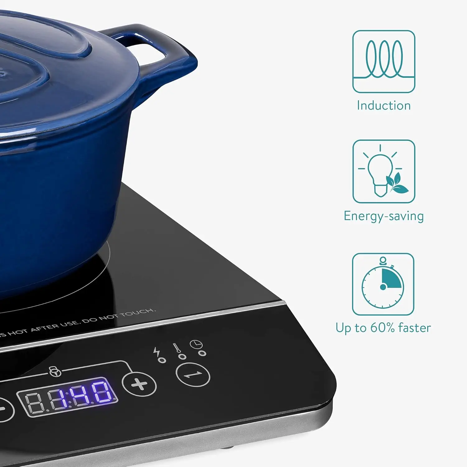 Navaris Cooktop induksi ganda, kompor listrik portabel dua meja memasak piring panas dengan 2 kompor untuk memasak