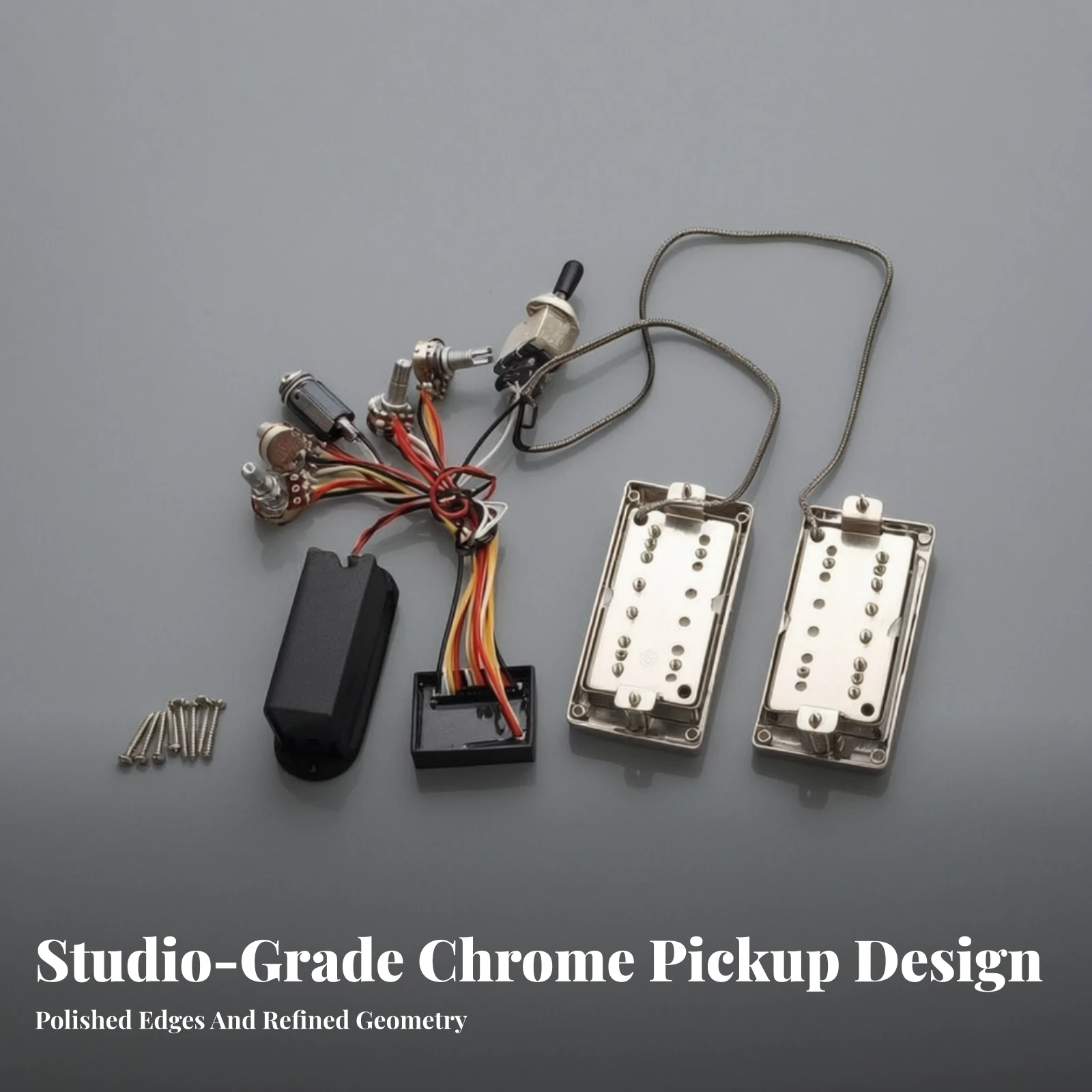 Guitar Pickup Kit with Wiring Harness Active Pre-Soldered Control System Hardware Chrome-Finished for Guitarists - view 3