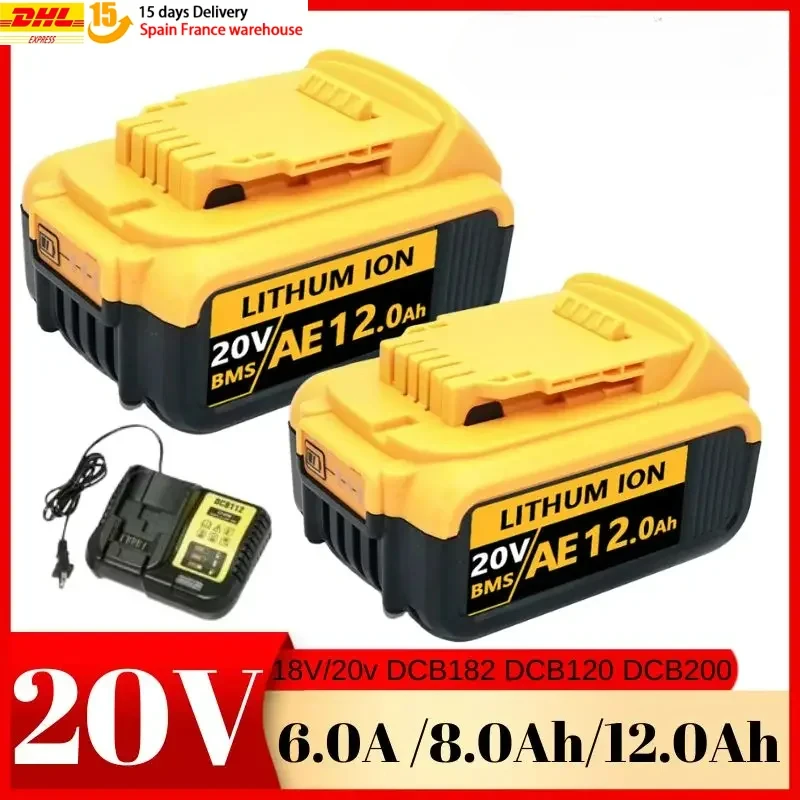 12000mAh DCB200 20V Battery Compatible with dewalt power Tools 18V rechargeable electric tool Lithium batteries 20V 18Volt