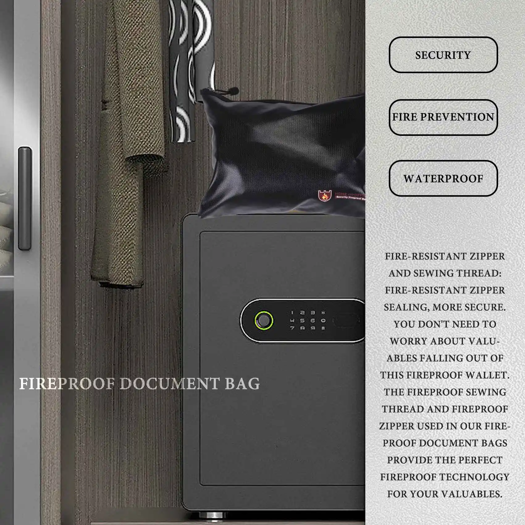 Fireproof Document Bag,Waterproof And Fireproof Document Bags,Fireproof Money Bag For A4 Document Holder Best-Selling