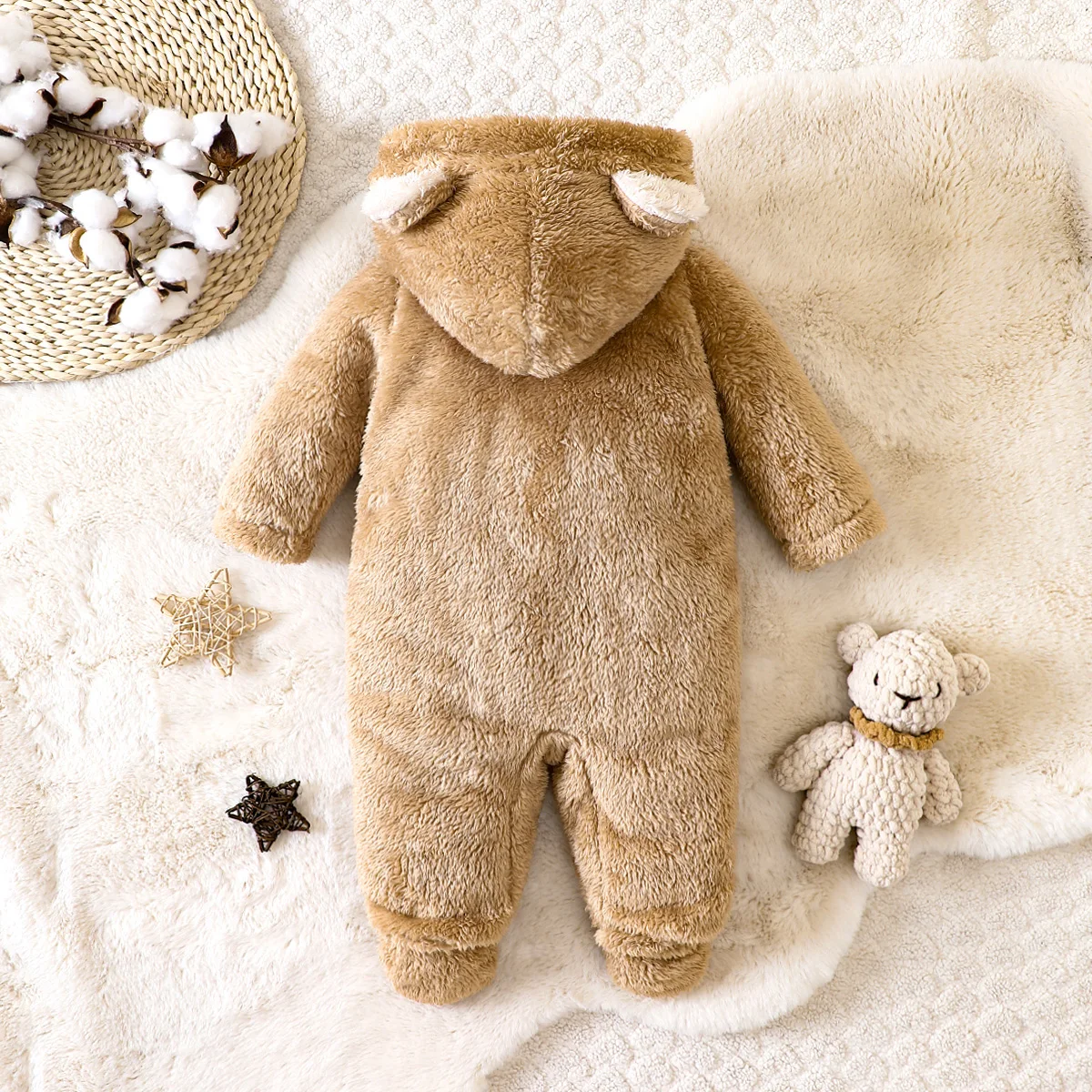 Hibobi Winter Baby Boy tuta con cappuccio e piedi ricoperti peluche a forma di animale carino quotidiano adatto a bambini di età inferiore a 1 anno