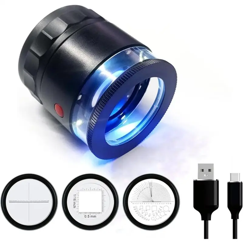 

Ювелирная лупа Trend 2025 года, 10-кратная перезаряжаемая лупа с сменными весами сетки для улучшения идентификации драгоценных камней