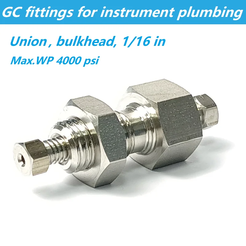 

1/16 inch Tube Union Bulkhead GC HPLC Fittings for Instrument Plumbing Stainless Steel Connector for Agilent Shimadzu