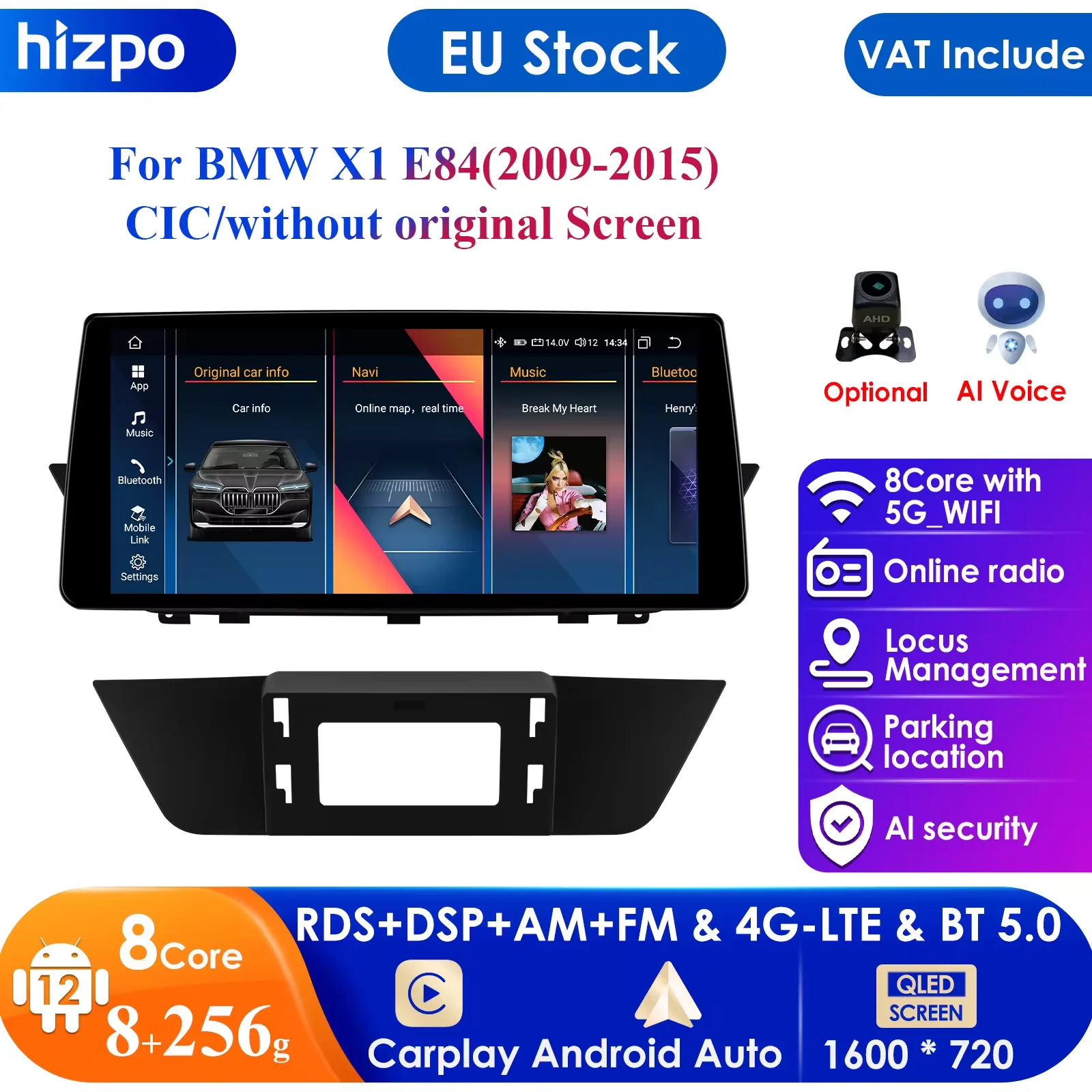 10.33'' 7862 Intelligent System 2din Android Car Radio Multimedia Video Player for BMW X1 E84 CIC 2009-2015 Navi Carplay Auto 4G