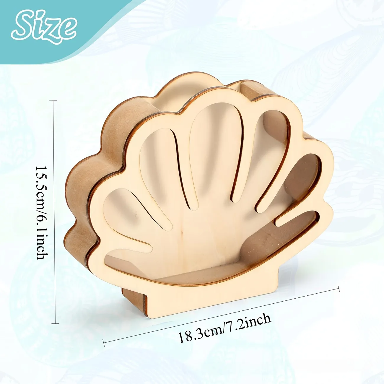 Wooden Shell Display Box – Beach-Themed Shadow Box for Seashells, Souvenirs, Collectibles & Coastal Home Decor