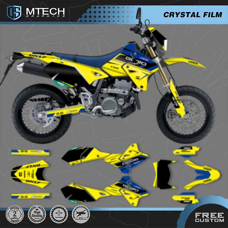 DSMTECH Custom Team Motorcycle Graphic Decal & Sticker Kit For SUZUKI DRZ400 SM S E DRZ 400 SM S E 1999-2022 Custom Number 009