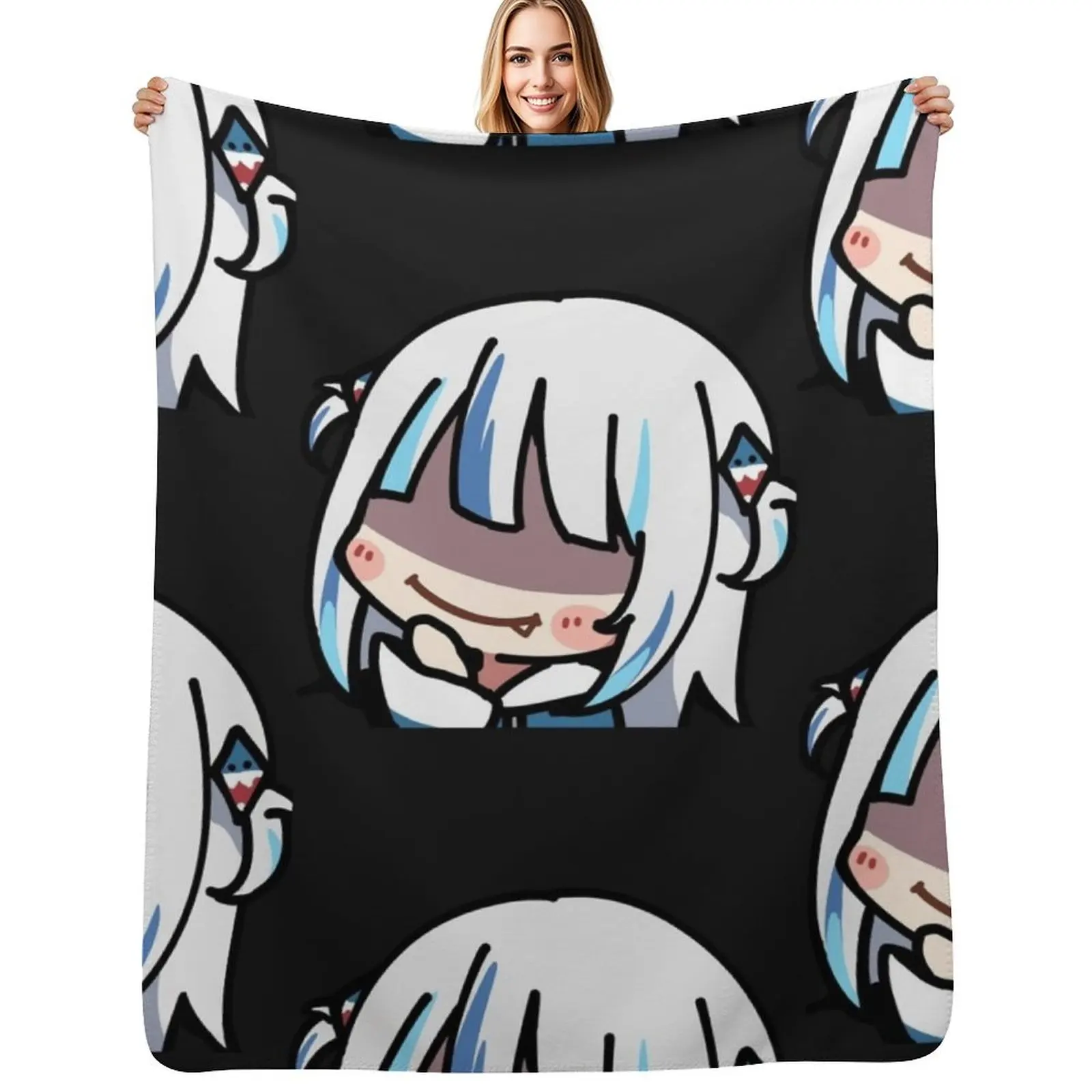 

Gawr Gura Hololive Smug Throw Blanket halloween Sofas Large Blanket