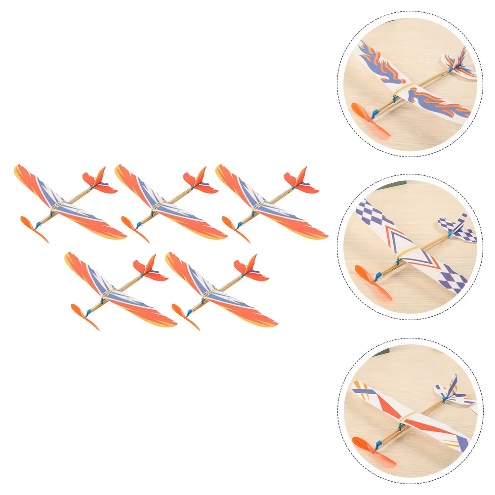 

5 Pcs Kids Toys Foam Glider Handmade Airplane Children Planes DIY Rubber Band Manual Educational Plaything