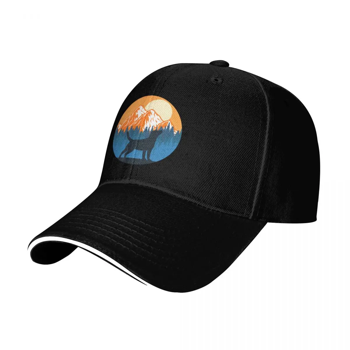 Labrador Dog Silhouette Sunset Mountain Forest labrador lover Baseball Cap Men Women Casual Summer Sport Sun Cap