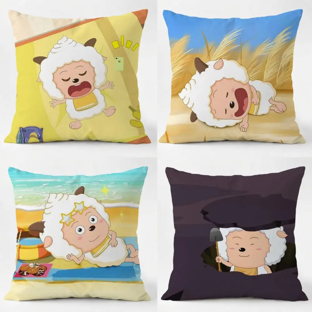 Love to Sleep Lazy Goat Cushion Cover Daily Washable Linen Pillowcase Soft  for Sofa Bed Home Room Decor
