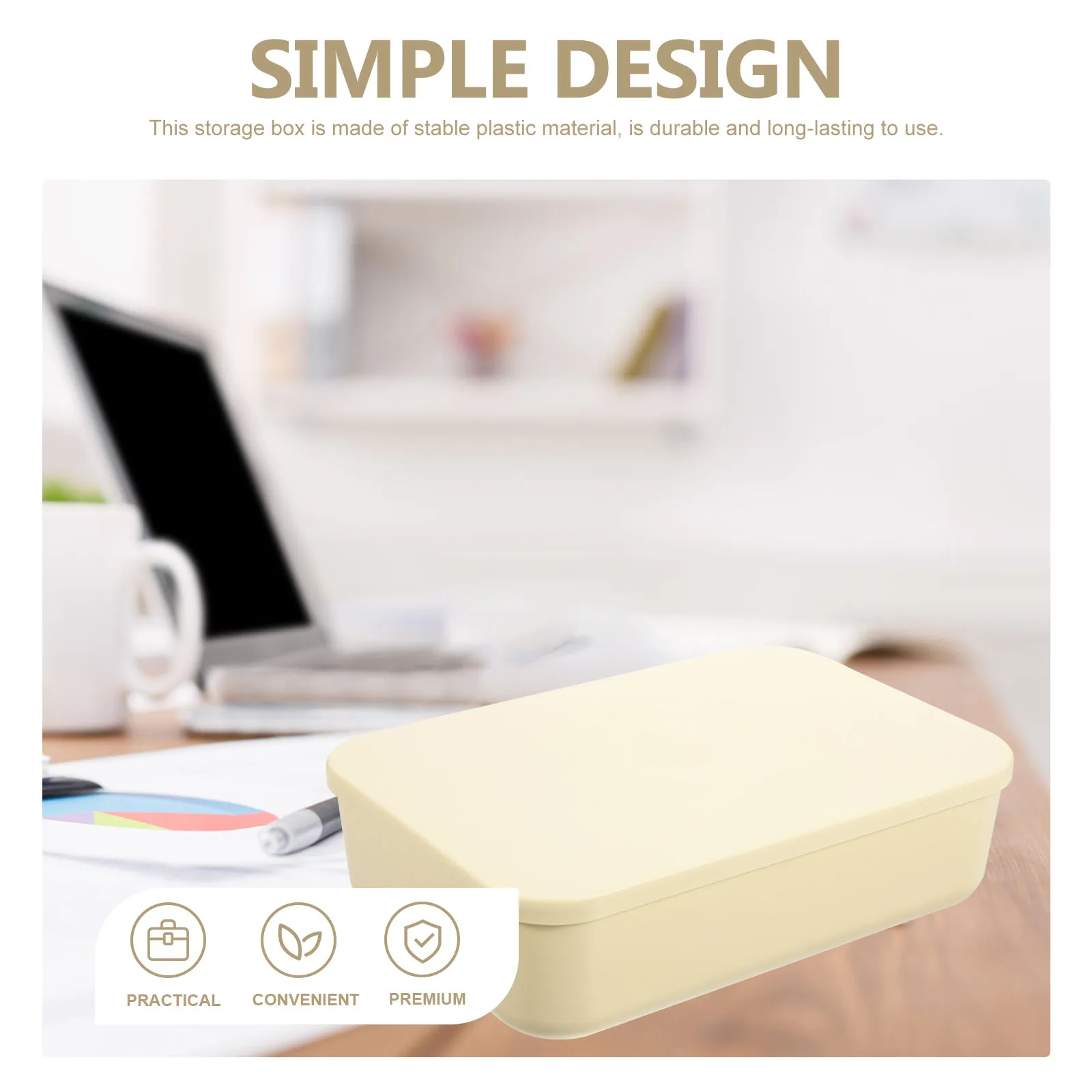 

Large Capacity Plastic Storage Box with Lid Double Compartment Medium Size Household Desktop Organizer Dustproof for Home