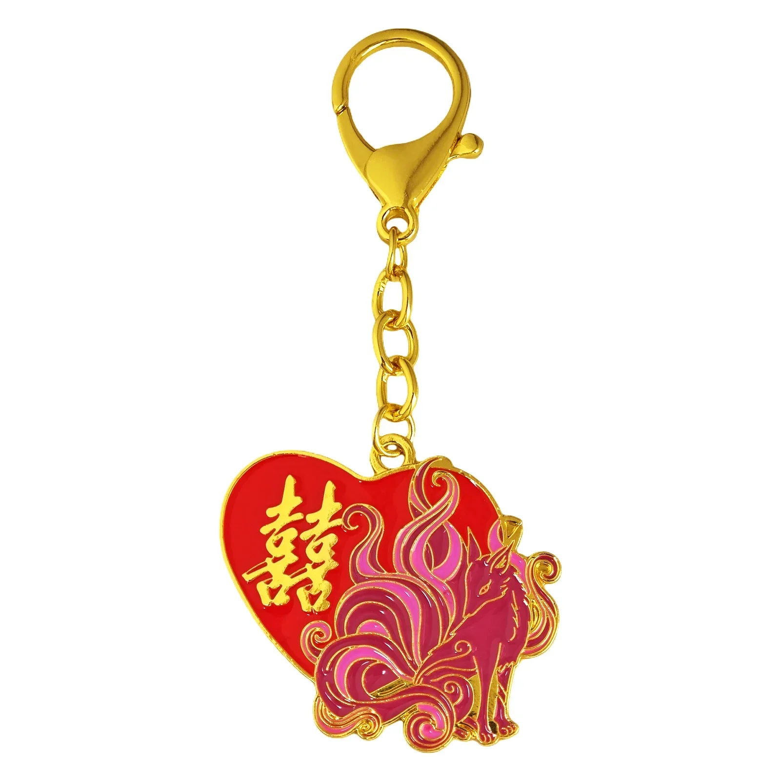 Feng Shui 9 Tailed Fox Love Keychain Love and Blessings Amulet Key Chain