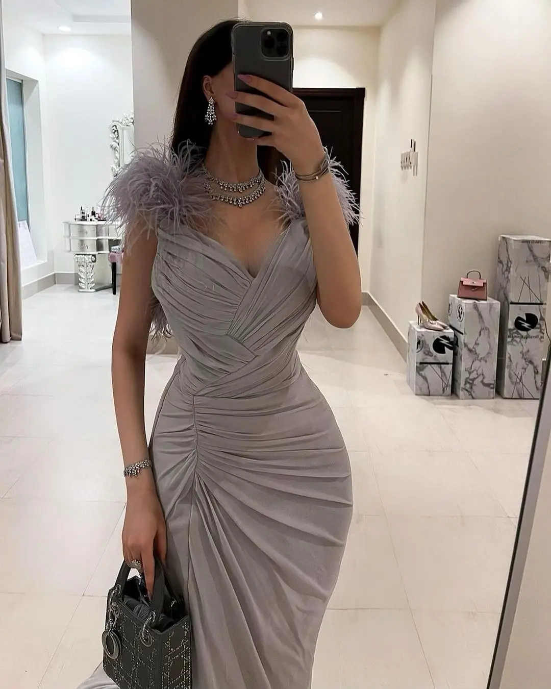 Vestidos de fiesta con cuello en V, vestido de noche de sirena sin mangas con abertura, elegantes tirantes finos, Arabia Saudita, Formal personalizado para mujer 2025