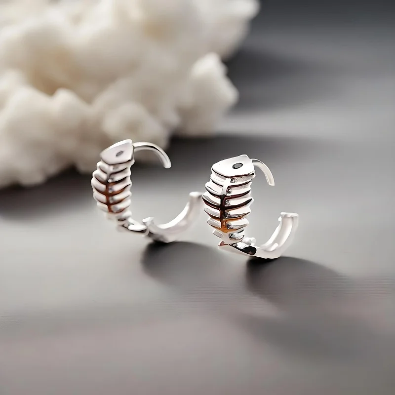 

Креативные серьги-кольца из стерлингового серебра 925 пробы в форме рыбьей кости для женщин и девочек, юбилей, свадьба, модные ювелирные изделия, подарки