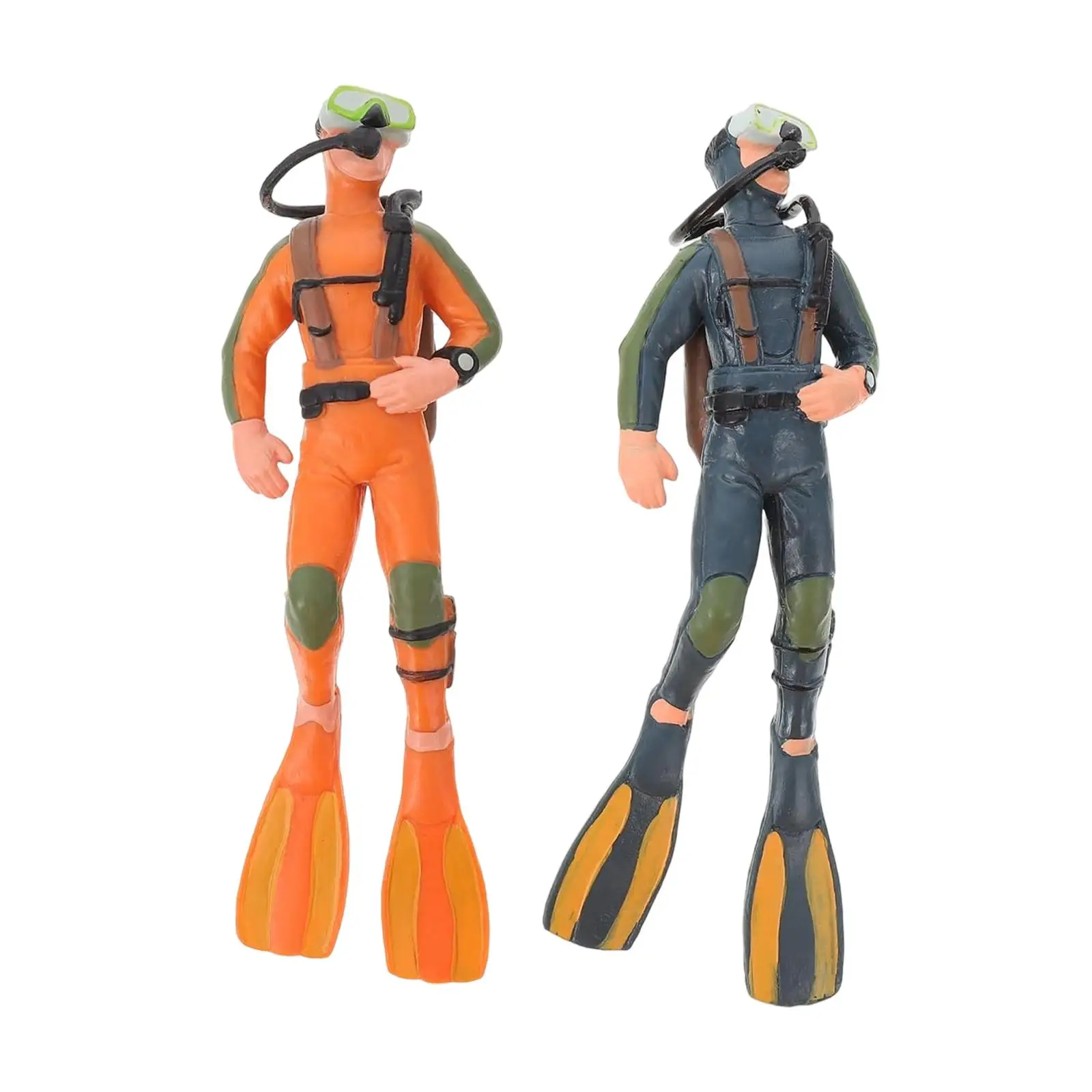 Diver Action Figure Realistic Decorative Figurine Set Plastic Sculptures for Interior Aquarium Mini Prop and Living Room Shelf