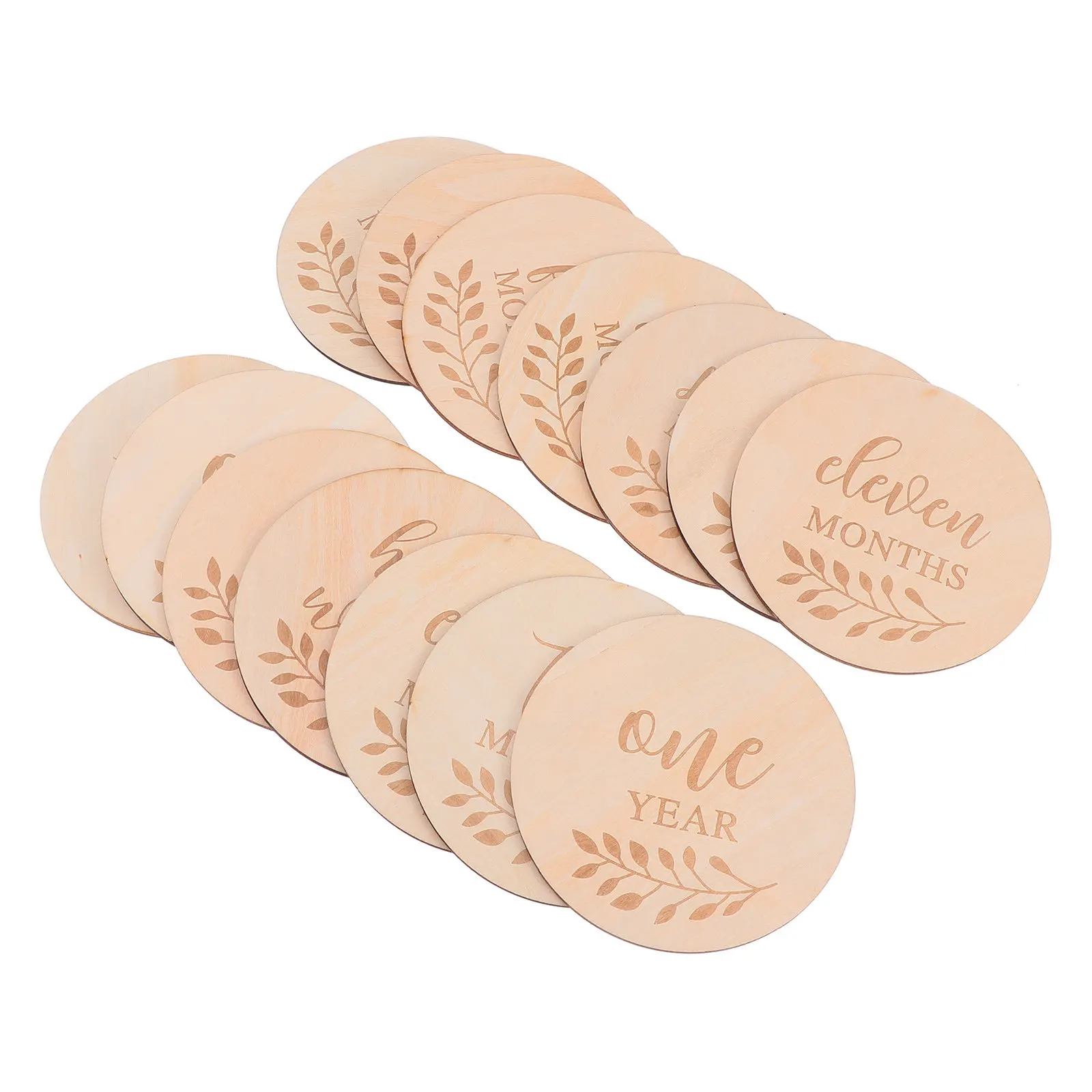 14Pcs Wooden Infant Month Cards Baby Milestone Photography Props Eco Friendly Safe Wood Material for Newborn Photo Sessions